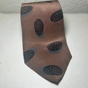 Vintage Yves Saint Laurent Silk Tie‎ Brown Abstract Pattern USA Made Necktie